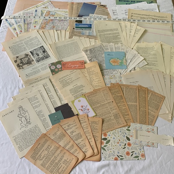 Over 50 vintage book pages for junk journals and paper crafts. Great variety! - Picture 2 of 16